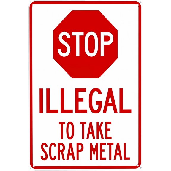 Illegal to Take Scrap Metal Sign - 8"x12" Facility Warning Sign, Theft Prevention Decor for Home Farm Bar Coffee Shop Club Workshop