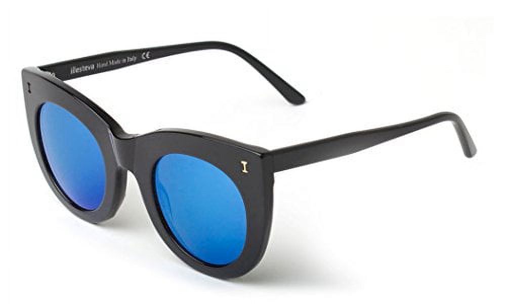 Illesteva Boca Classic Black Blue Mirrored Sunglasses  display picture 3
