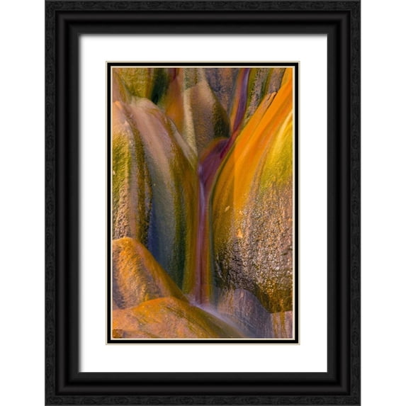 Illg, Cathy and Gordon 13x18 Black Ornate Wood Framed with Double Matting Museum Art Print Titled - Nevada, Black Rock Desert Fly Geyser rock