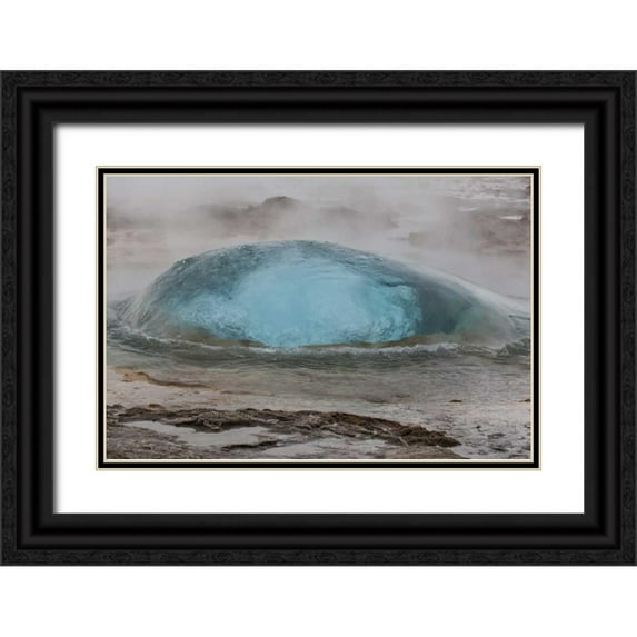Illg, Cathy and Gordon 14x11 Black Ornate Wood Framed with Double Matting Museum Art Print Titled - Iceland, Geysir Hot Springs Strokkur Geyser