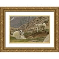 thumbnail image 1 of Illg, Cathy and Gordon 14x11 Gold Ornate Wood Framed with Double Matting Museum Art Print Titled - CO, Mt Evans Mountain goat kids and nanny, 1 of 4