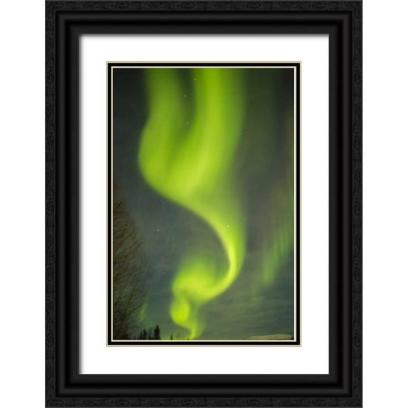 Illg, Cathy and Gordon 17x24 Black Ornate Wood Framed with Double Matting Museum Art Print Titled - USA, Alaska Aurora borealis pattern