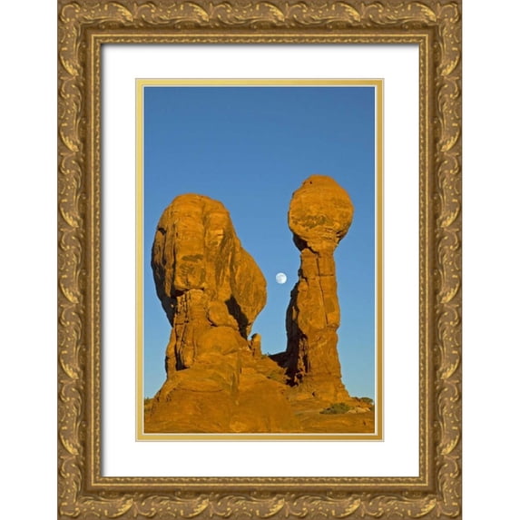 Illg, Cathy and Gordon 17x24 Gold Ornate Wood Framed with Double Matting Museum Art Print Titled - UT, Arches NP Moonrise over Garden of Eden