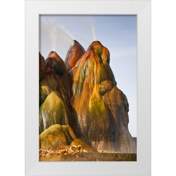Illg, Cathy and Gordon 17x24 White Modern Wood Framed Museum Art Print Titled - Nevada, Black Rock Desert View of the Fly Geyser