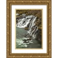 thumbnail image 1 of Illg, Cathy and Gordon 23x32 Gold Ornate Wood Framed with Double Matting Museum Art Print Titled - Iceland, Hraunfossar Waterfall over rocks, 1 of 4