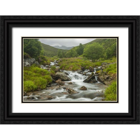 Illg, Cathy and Gordon 24x17 Black Ornate Wood Framed with Double Matting Museum Art Print Titled - Scotland, Cairngorm NP Mountain stream cascade