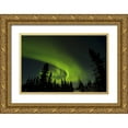 thumbnail image 1 of Illg, Cathy and Gordon 24x17 Gold Ornate Wood Framed with Double Matting Museum Art Print Titled - Canada, Manitoba Aurora borealis and trees, 1 of 4