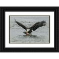 thumbnail image 1 of Illg, Cathy and Gordon 32x23 Black Ornate Wood Framed with Double Matting Museum Art Print Titled - AK, Chilkat Bald eagle takes flight with fish, 1 of 4