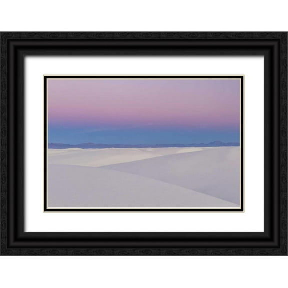 Illg, Cathy and Gordon 32x23 Black Ornate Wood Framed with Double Matting Museum Art Print Titled - New Mexico, White Sands NM Desert at sunset