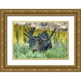 thumbnail image 1 of Illg, Cathy and Gordon 32x23 Gold Ornate Wood Framed with Double Matting Museum Art Print Titled - Colorado, Arapaho NF Male moose grazing on bush, 1 of 4
