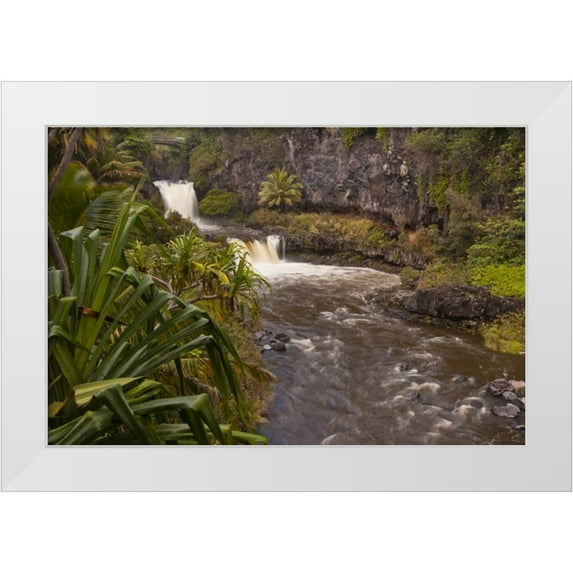 Illg, Cathy and Gordon 32x23 White Modern Wood Framed Museum Art Print Titled - HI, Maui, Haleakala NP, Seven Sacred Pools