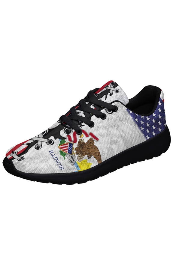 Illinois And American flag Shoes Sneakers for Women Men Black Size 6