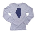 thumbnail image 1 of Illinois Blue Democratic - Election Silhouette Women's Long Sleeve Grey T-Shirt, 1 of 2