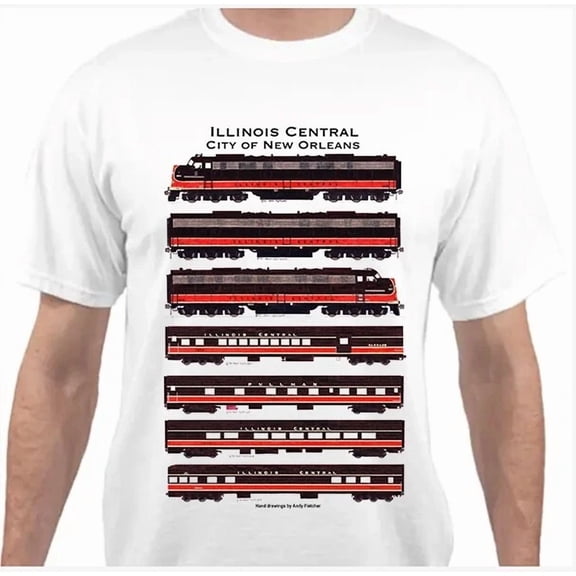 Illinois Central City of New Orleans Train Railroad T-Shirt by Andy Fletcher