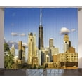 thumbnail image 1 of Illinois Curtains 2 Panels Set, Downtown Chicago Architecture View in Cloudy Sky Metropolitan Town Country, Window Drapes for Living Room Bedroom, 108"W X 96"L,Violet Blue Cream, by Ambesonne, 1 of 3
