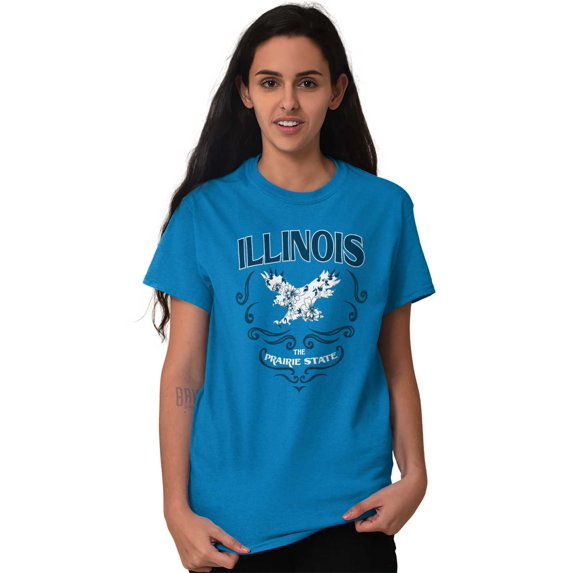 Illinois Cute Floral Bald Eagle Women's Graphic T Shirt Tees Brisco Brands 5X
