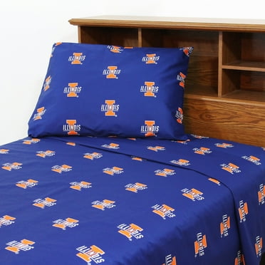 Illinois Fighting Illini 100% Cotton Sheet Set Queen