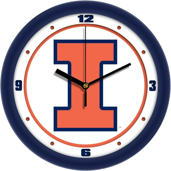 Illinois Fighting Illini 11.5'' Suntime Premium Glass Face Traditional Logo Wall Clock