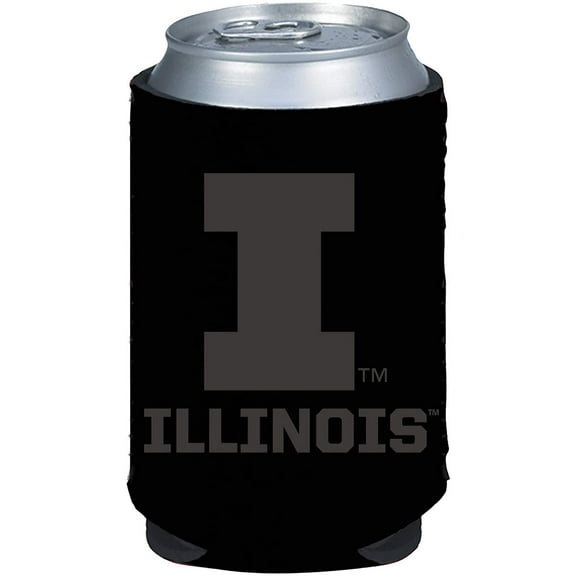 Illinois Fighting Illini 2-Pack Tonal Black Design 12oz CAN Neoprene Beverage Insulator Holder Cooler University of
