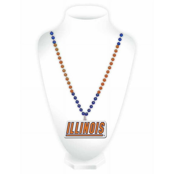 Illinois Fighting Illini NCAA Mardi Gras Beads w/Medallion 546533
