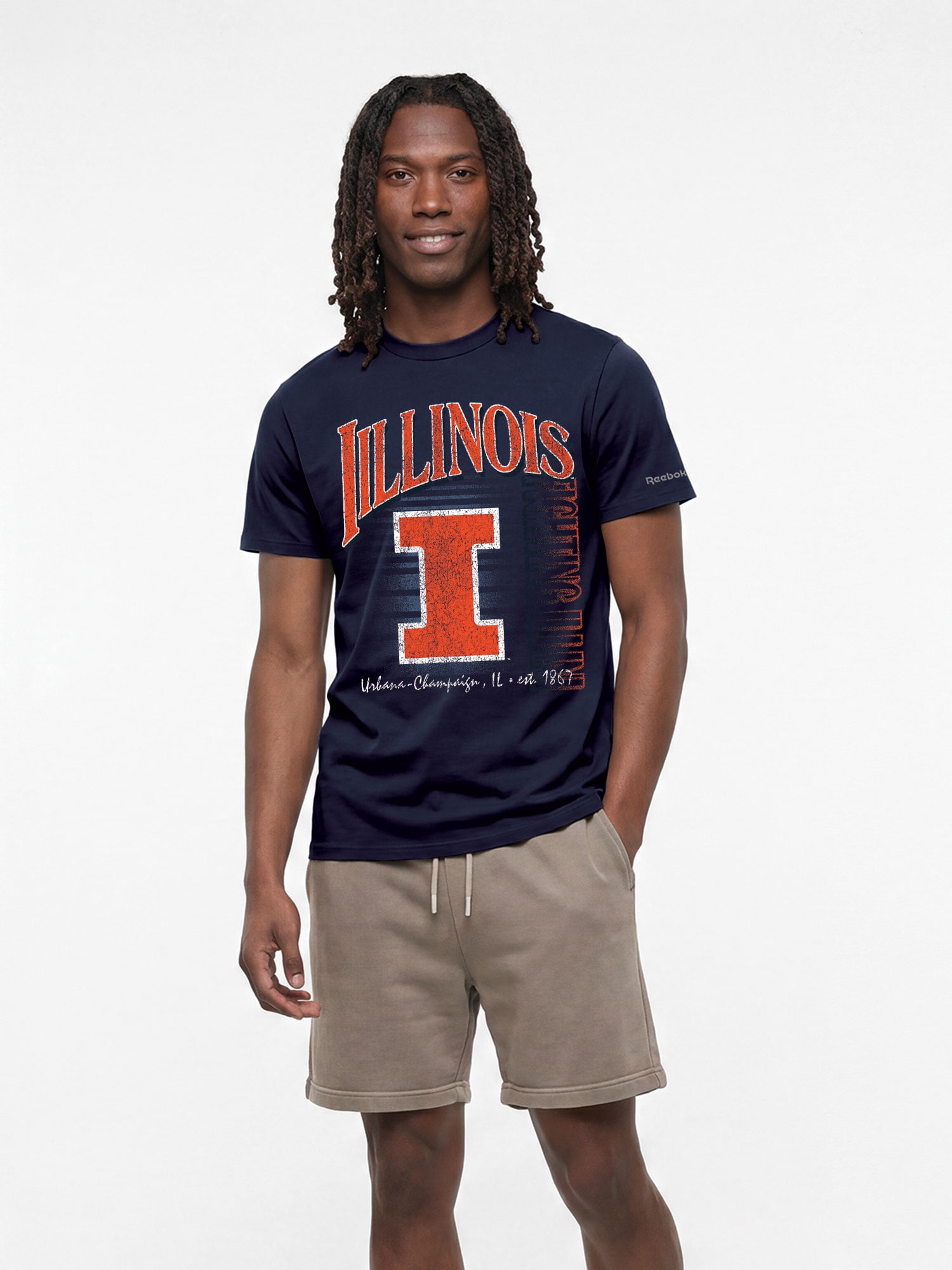 Illinois Fighting Illini Reebok Mens Crew Neck Short Sleeve T-Shirt