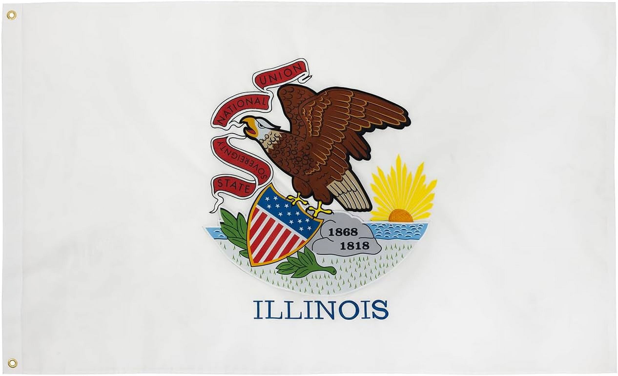 3x5ft White Polyester Illinois State Flag with Iron Grommets
