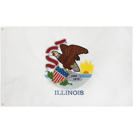Illinois Flag 3x5 Ft IL State Flags Embroidered Heavy Duty for Outdoor with 2 Brass Grommets 4 Stitching Rows Vivid Color Sewn Stripes