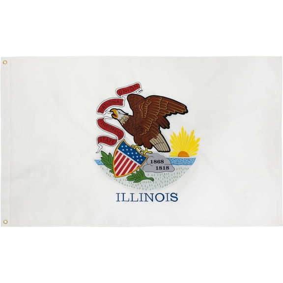 FLAGWIN Illinois Flag 4x6 Ft IL State Flags Embroidered Heavy Duty for Outdoor with 2 Brass Grommets 4 Stitching Rows Vivid Color Sewn Stripes
