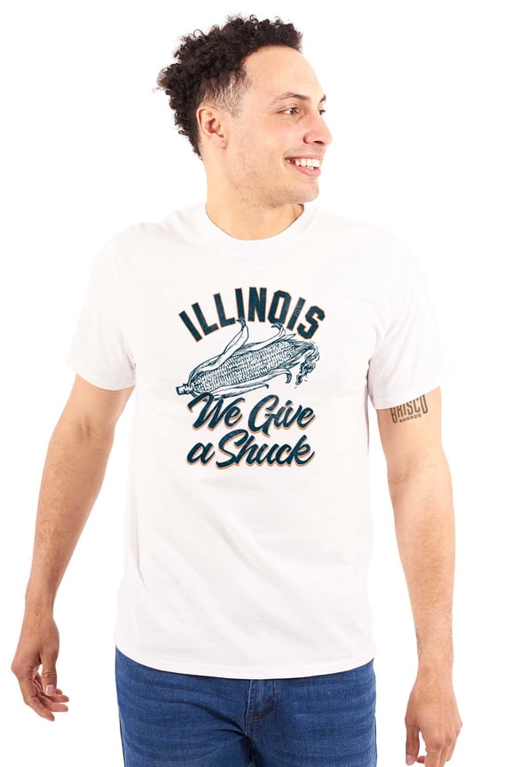 Illinois Give A Shuck Funny IL Corn Plus Size Crewneck Graphic Tee Shirt Brisco Brands 5X