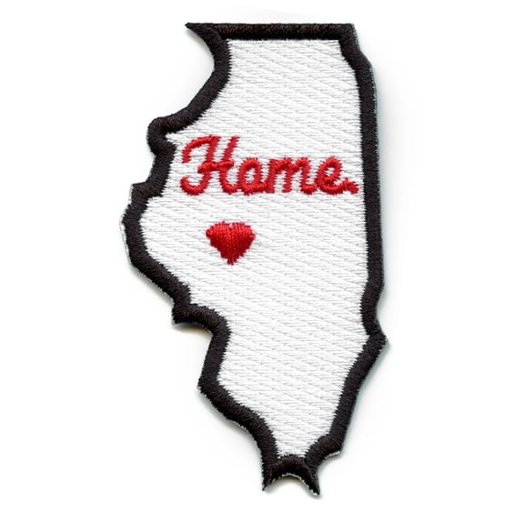 Illinois Home State Patch Basketball Parody Embroidered Iron On - White/Red