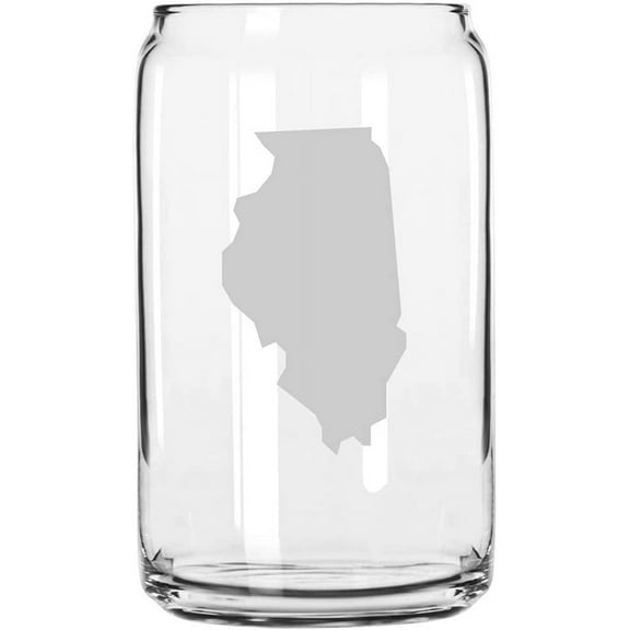 Illinois Home States Etched 16oz Libbey Can Glass