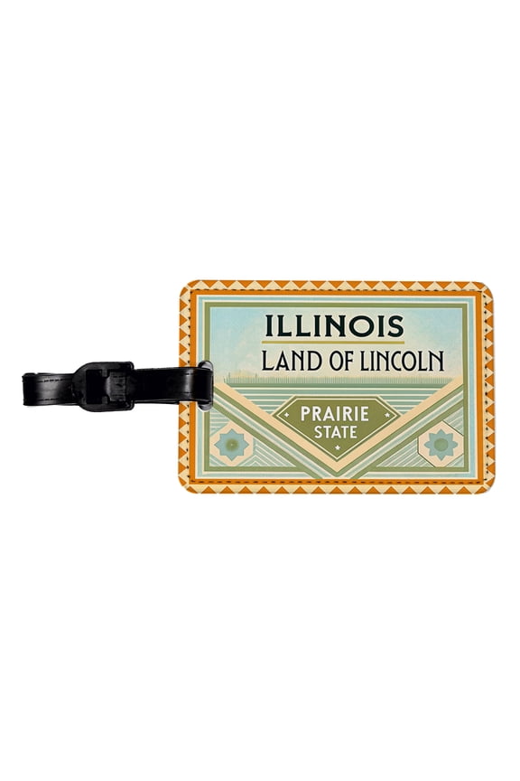 Illinois IL Prairie State Land of Lincoln Travel Vacation Stamp Faux Leather Travel Luggage Tag