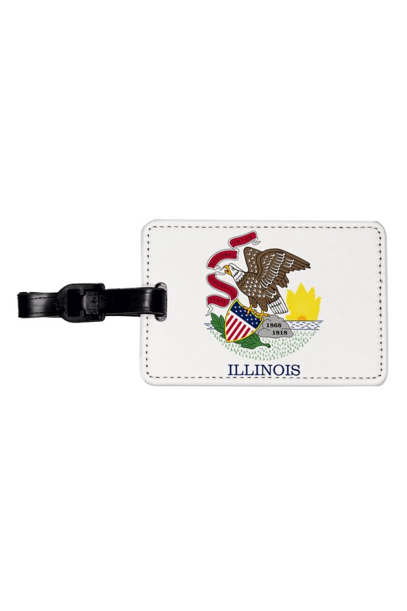 Illinois IL State Flag Faux Leather Travel Luggage Tag