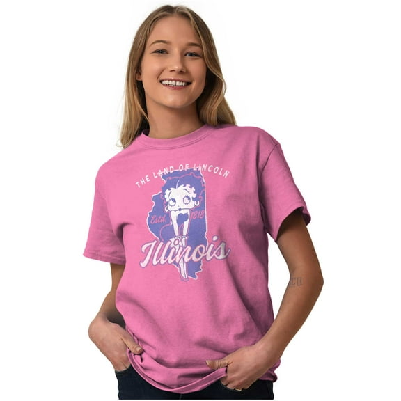 Illinois IL State Pride Betty Boop Women Plus Size Graphic Tee Tees Brisco Brands 5X