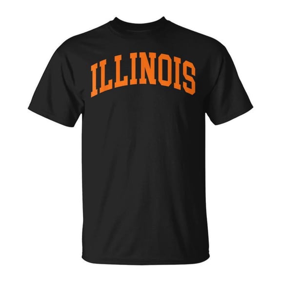 Illinois IL Throwback Classic Cotton Tee for Adults Unisex – Soft Comfortable T-Shirt for Casual Wear and Vintage Style, Size S, Color Black