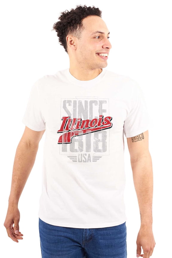 Illinois IL Vintage Athletic Letters Plus Size Crewneck Graphic Tee Shirt Brisco Brands 3X