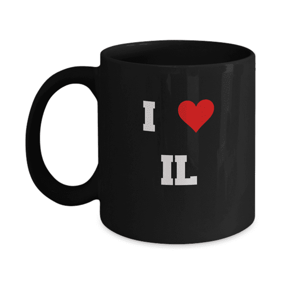 Illinois Mug, I Love Illinois ID Abbreviation USA States Ceramic Black Coffee Mug Tea Cup Gifts Mugs 11 oz