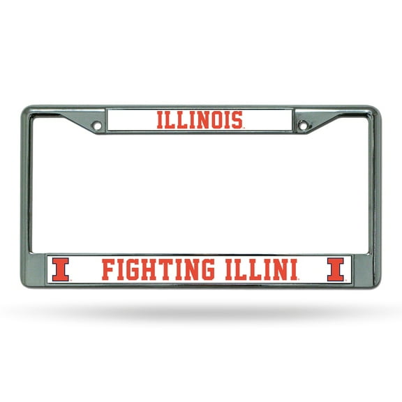 Illinois NCAA Fighting Illini Chrome Metal License Plate Frame