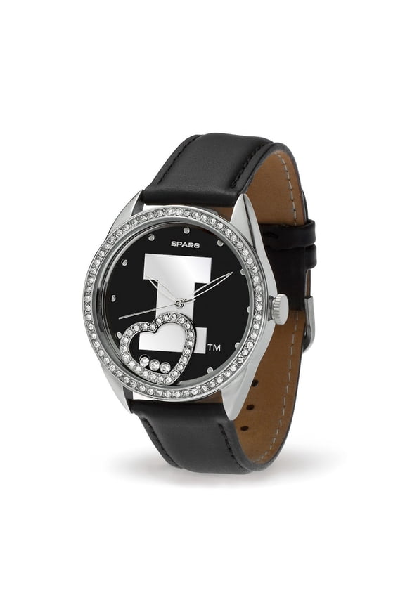 Illinois NCAA Fighting Illini Ladies / Women's Watch With Team Logo Inlay & Floating Crystal Heart