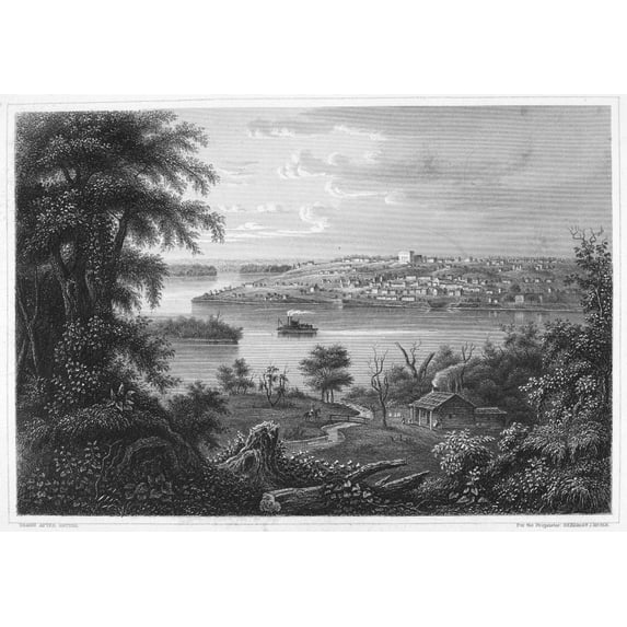 Illinois Nauvoo C1860. Nnauvoo Illinois On The Banks Of The Mississippi River. Steel Engraving C1860. Print by