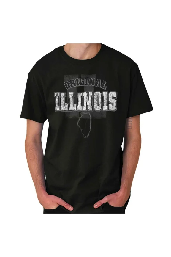 Illinois Original Hometown Vacation Gift IL State Pride Fun Unisex T-Shirt, up to Size 5XL