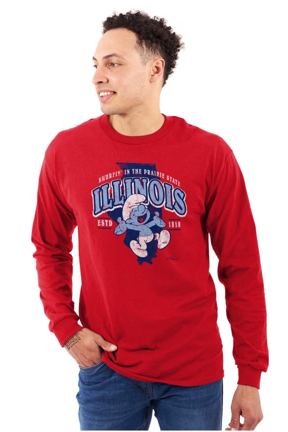 Illinois Prairie State IL Smurfs Long Sleeve TShirt Men Women Brisco Brands L