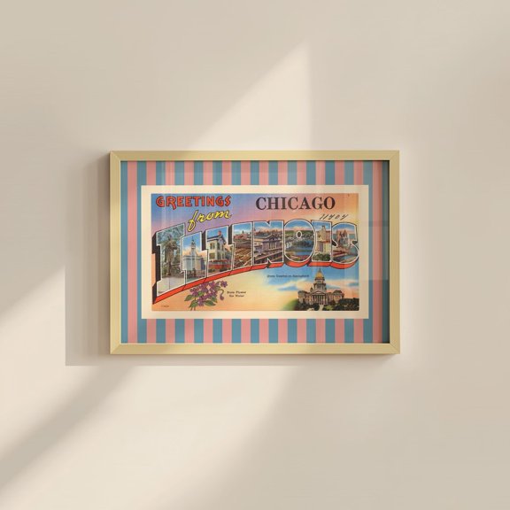 Illinois Retro Travel Poster