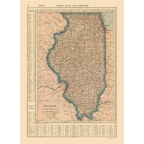 Historic State Map - Illinois - Reynold 1921 - 23 x 31.91 - Vintage Wall Art