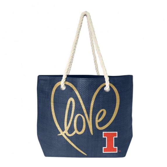 Little Earth 100651-UILL-NAVY-GOLD NCAA Womens Rope Tote - Illinois Fighting Illini, Navy Gold