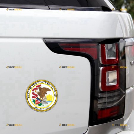 Illinois Seal IL Car Magnet US State Magnetic Sticker Decal - 2 Pack Reflective 4" - for Truck Door Fridge Reusable Waterproof
