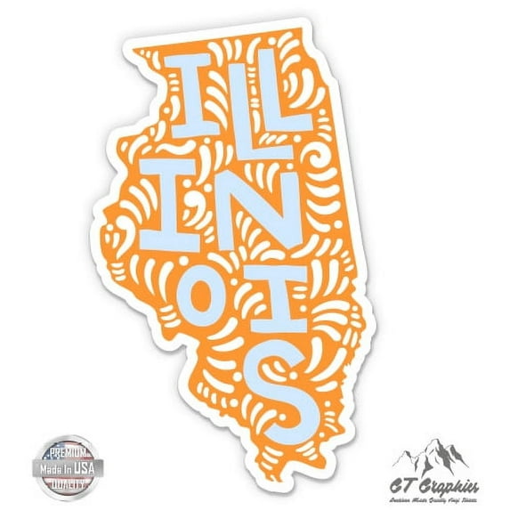 Illinois Shape Cute Letters Native Local - 12" Vinyl Sticker Waterproof Decal