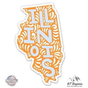 Illinois Shape Cute Letters Native Local - 3" Vinyl Sticker - For Car Laptop I-Pad Phone Helmet Hard Hat - Waterproof Decal