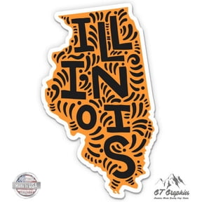 Illinois Shape Cute Letters Native Local - 3" Vinyl Sticker - For Car Laptop I-Pad Phone Helmet Hard Hat - Waterproof Decal