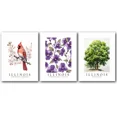 thumbnail image 1 of Illinois State Bird Northern Cardinal, State Tree White Oak, State Flower Violet, Set of 3 Poster Prints, Wall Art home Décor, 1 of 8